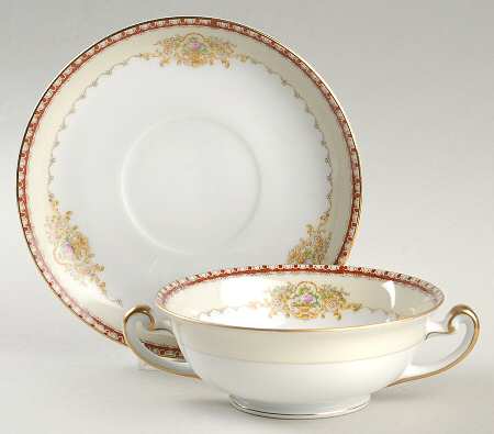 Dover Footed Cream Soup Bowl & Saucer Set