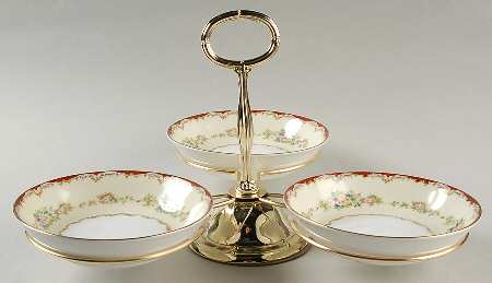 Dubarry 7" x 12" 3-Part Relish & Metal Stand (FR) HC
