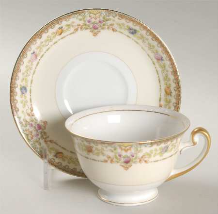 Fantasy (Multicolor Flowers) Footed Cup & Saucer Set
