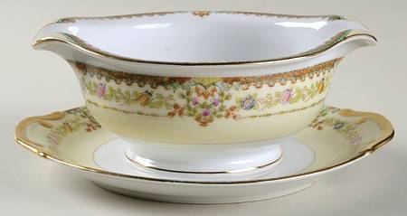 Fantasy (Multicolor Flowers) Gravy Boat with Attached Underplate