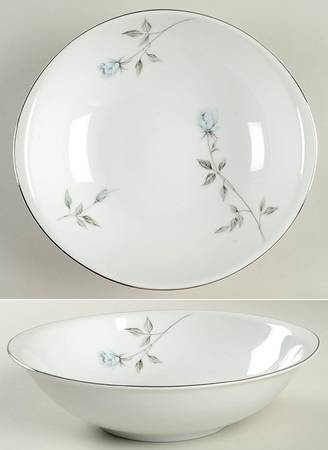 Fleurette (Coupe, Platinum Trim) 9" Round Vegetable Bowl
