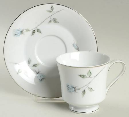 Fleurette (Coupe, Platinum Trim) Footed Cup & Saucer Set