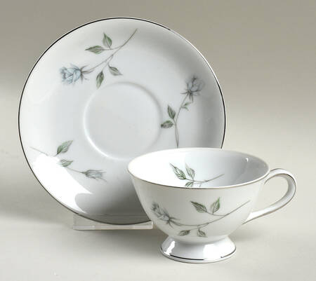 Fleurette (Coupe, Platinum Trim) Footed Cup & Saucer Set