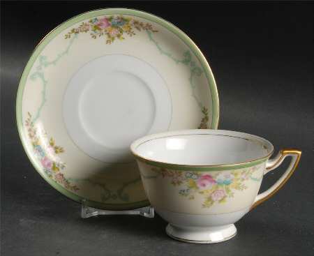 Formal Garden Footed Cup & Saucer Set