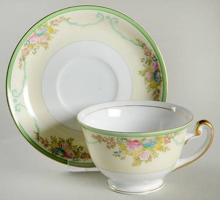 Formal Garden Footed Cup & Saucer Set