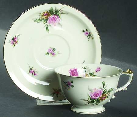 Garden Rose Footed Cup & Saucer Set by Meito