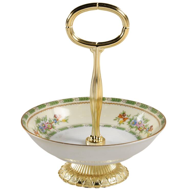 Grafton 6"-7" Handled Footed Nut Dish HC