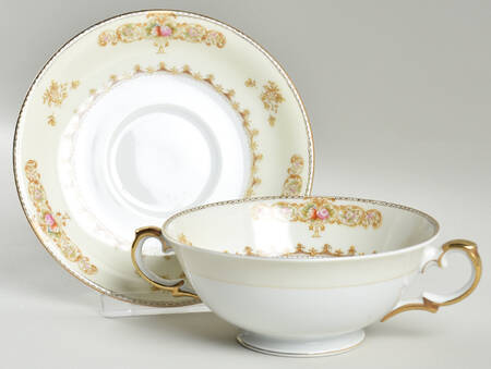 Hastings Footed Cream Soup Bowl & Saucer Set by Meito
