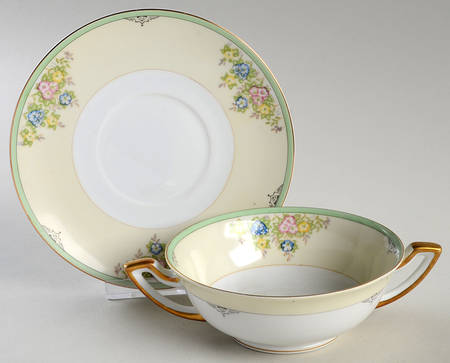 Isabella Footed Cream Soup Bowl & Saucer Set