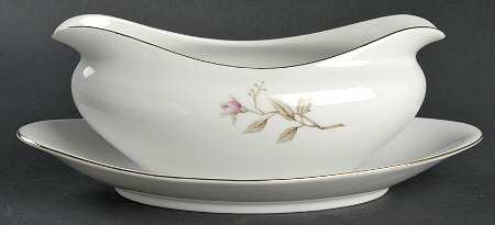 June Rose Gravy Boat with Attached Underplate
