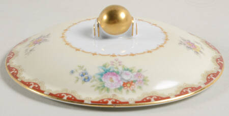 Keepsake (Floral, Burgundy Background) Lid for Sugar Bowl