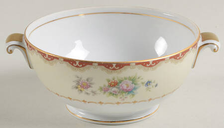 Keepsake (Floral, Burgundy Background) Sugar Bowl No Lid