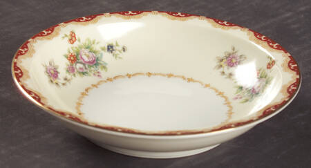 Keepsake (Floral, Burgundy Background) Rim Fruit/Dessert (Sauce) Bowl