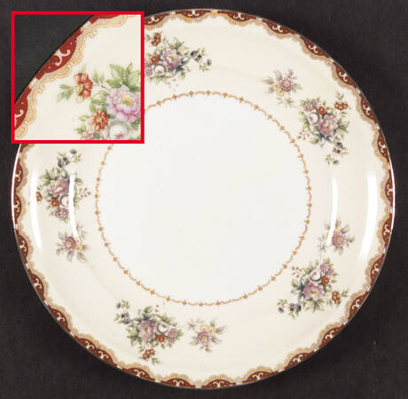 Keepsake (Floral, Burgundy Background) Dinner Plate