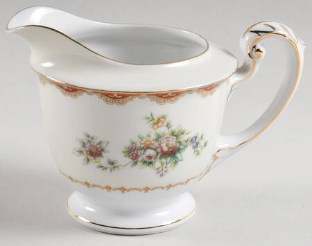 Keepsake (Floral, Burgundy Background) Creamer by Meito