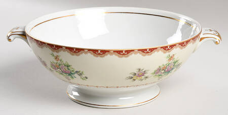 Keepsake (Floral, Burgundy Background) Round Vegetable No Lid