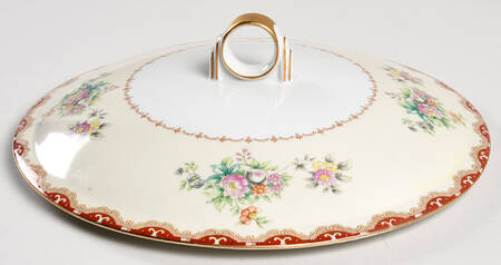 Keepsake (Floral, Burgundy Background) Lid for Round Vegetable