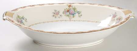 Keepsake (Floral, Burgundy Background) 11" Oval Vegetable Bowl