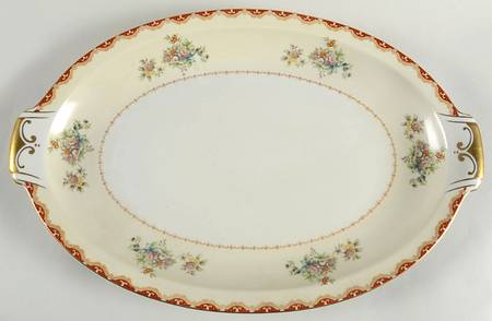 Keepsake (Floral, Burgundy Background) 17" Oval Serving Platter