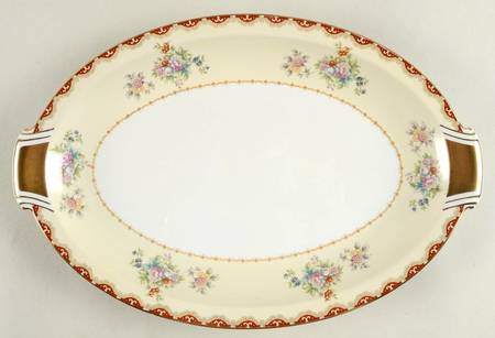 Keepsake (Floral, Burgundy Background) 15" Oval Serving Platter
