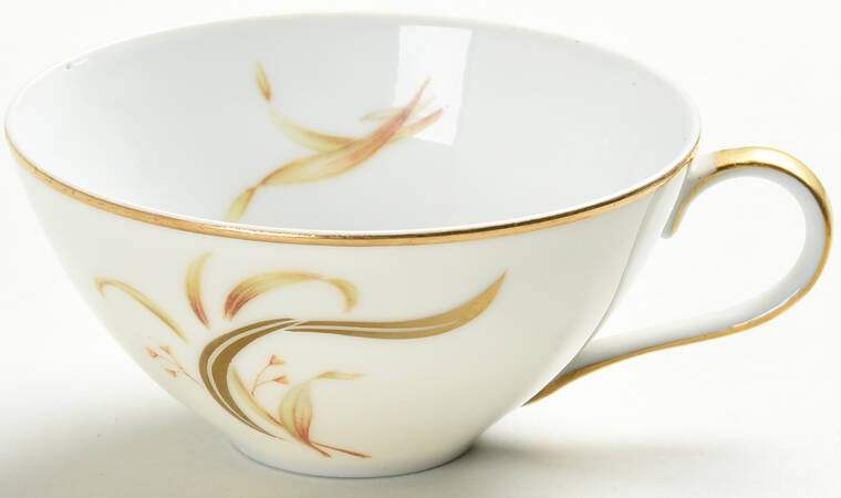 Keepsake (Gold Leaves on White) Flat Cup