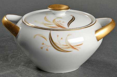Keepsake (Gold Leaves on White) Sugar Bowl & Lid
