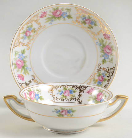 Lee Dresden Footed Cream Soup Bowl & Saucer Set