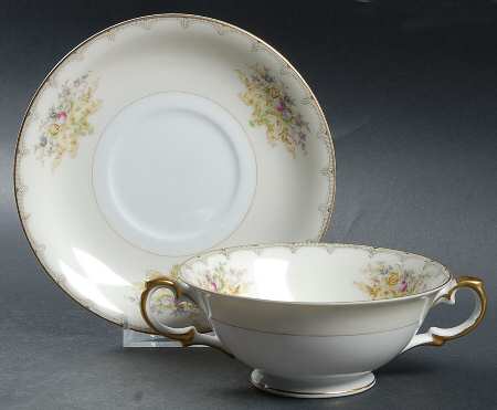 Linden Footed Cream Soup Bowl & Saucer Set