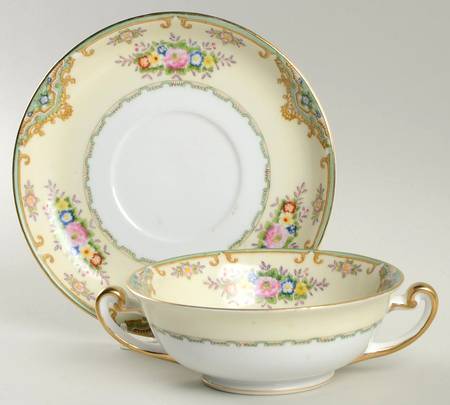 Lisbon Footed Cream Soup Bowl & Saucer Set