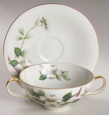 Livonia  Flat Cream Soup Bowl & Saucer Set by Meito