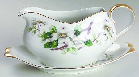 Livonia (White Background) Gravy Boat & Underplate