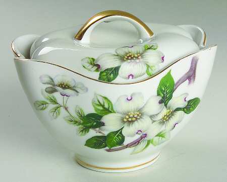 Livonia (White Background) Sugar Bowl & Lid