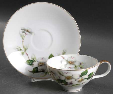 Livonia (White Background) Flat Cup & Saucer Set