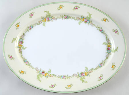 Malta (Green on Cream) 16" Oval Serving Platter
