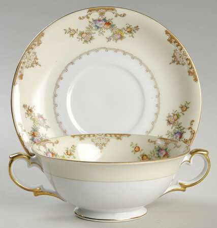 Marie Footed Cream Soup Bowl & Saucer Set