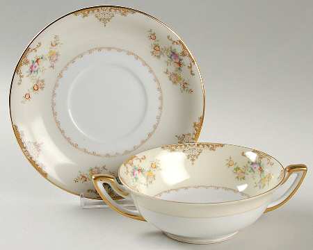 Marie Footed Cream Soup Bowl & Saucer Set