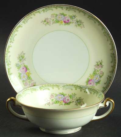 MEI100 Footed Cream Soup Bowl & Saucer Set by Meito