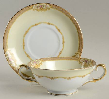 MEI142 Footed Cream Soup Bowl & Saucer Set