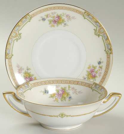 MEI186 Footed Cream Soup Bowl & Saucer Set