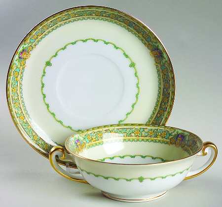 MEI198 Footed Cream Soup Bowl & Saucer Set