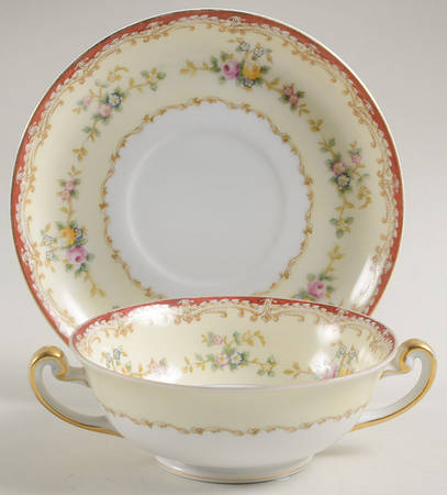 MEI245 Footed Cream Soup Bowl & Saucer Set