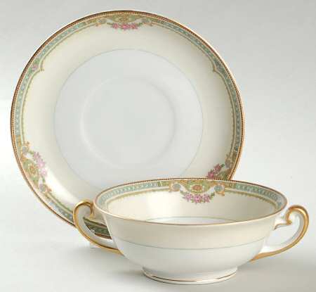 MEI280 Footed Cream Soup Bowl & Saucer Set by Meito