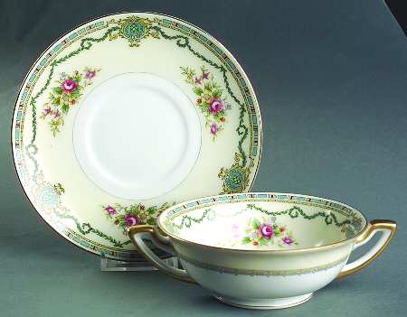 MEI300 Footed Cream Soup Bowl & Saucer Set