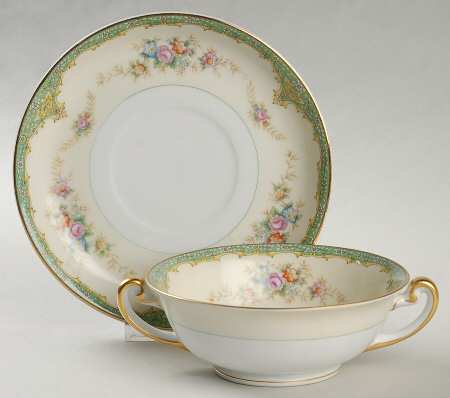 MEI44 Footed Cream Soup Bowl & Saucer Set