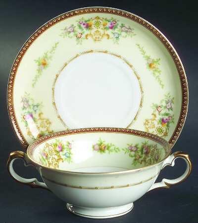 MEI57 Footed Cream Soup Bowl & Saucer Set