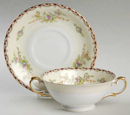MEI67 Footed Cream Soup Bowl & Saucer Set