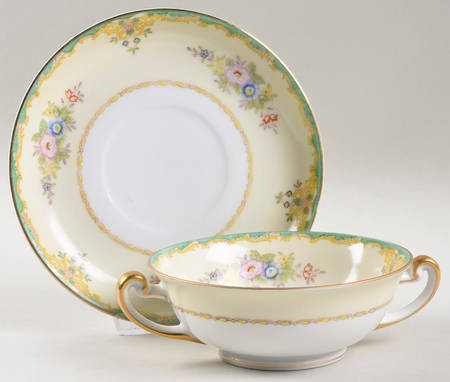 MEI68 Footed Cream Soup Bowl & Saucer Set