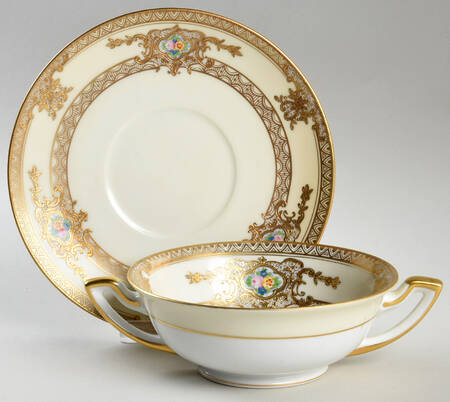 MEI90 Footed Cream Soup Bowl & Saucer Set
