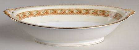 MEI93 (Gold Trim) 11" Oval Vegetable Bowl