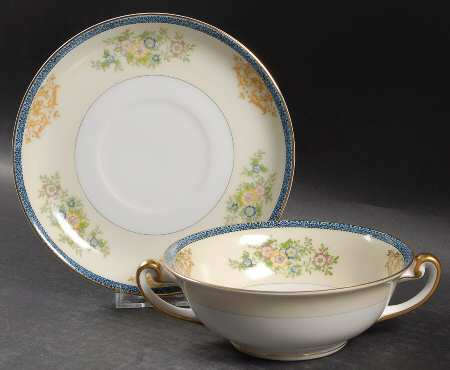 Montrose Footed Cream Soup Bowl & Saucer Set